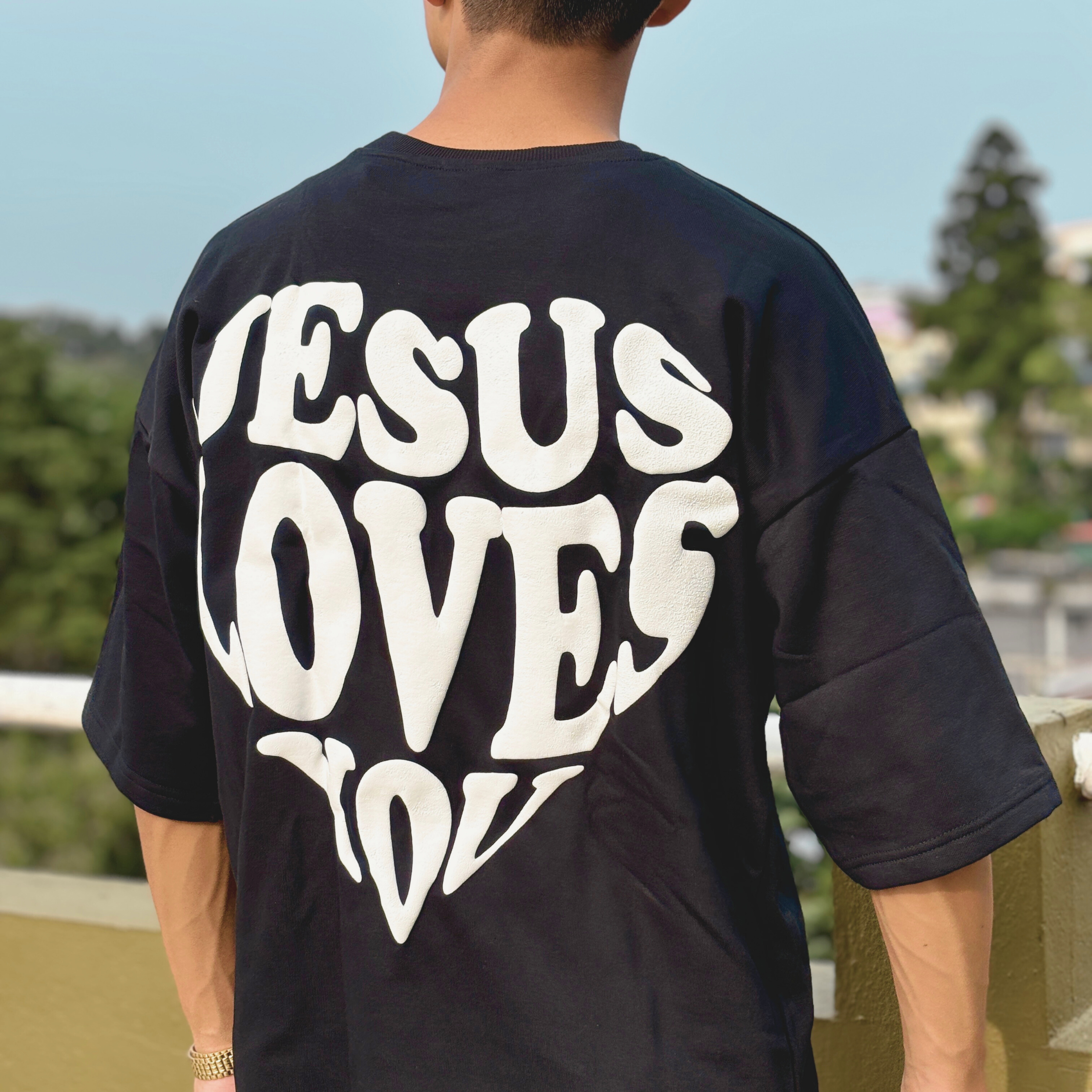 "JLY" JET BLACK OVERSIZED TEE