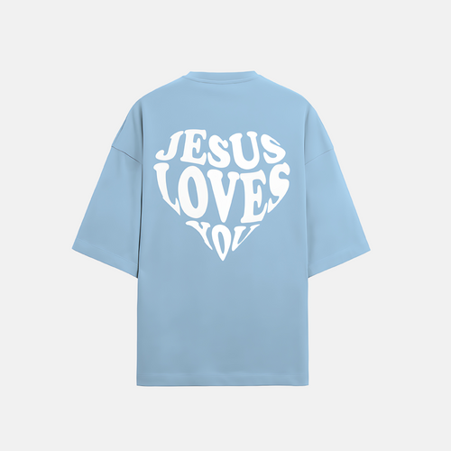 "JLY" Baby Blue Oversized Tee